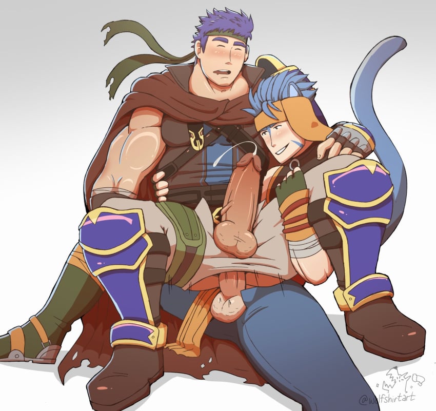 anal anal_sex balls bara big_balls big_penis blue_eyes blue_hair boner clothing cum erection fire_emblem fire_emblem:_path_of_radiance fire_emblem:_radiant_dawn gay gay_anal gay_sex ike_(fire_emblem) male male/male male_only male_penetrated male_penetrating_male muscular_male nintendo penetration penis ranulf_(fire_emblem) sex wolfshirtart