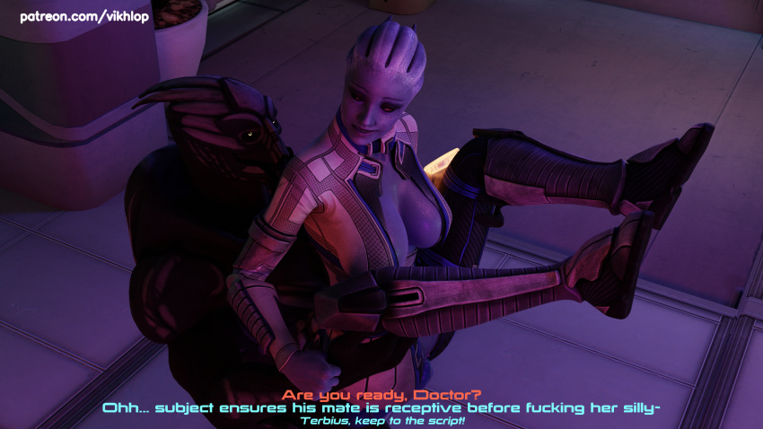 3d alien alien_genitalia alien_girl alien_humanoid asari comic comic_page english english_text huge_cock liara_t'soni mass_effect roleplay turian vikhlop