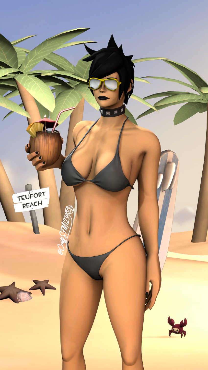 beach bikini cristymumbay femscout femscout_(alt_design) goth swimwear