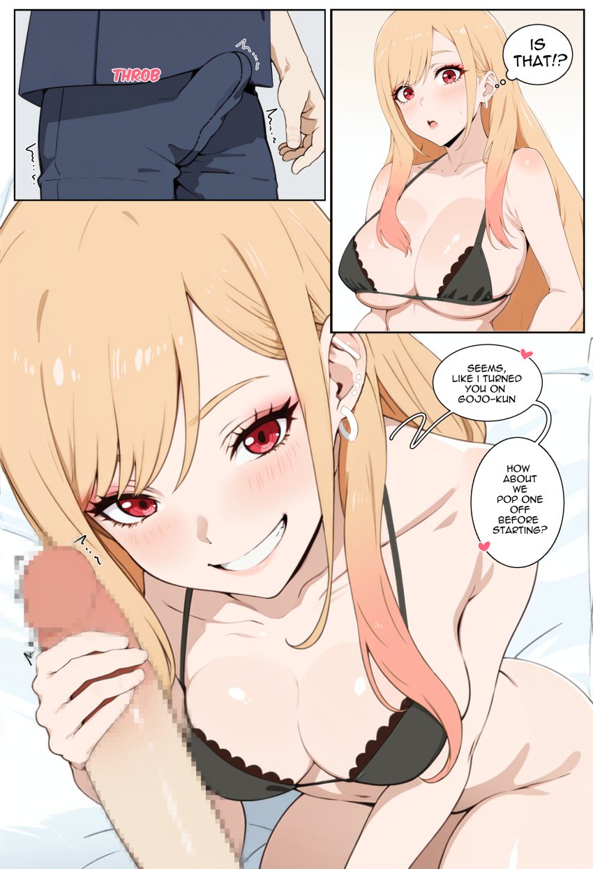 1boy 1girls ai_generated black_bikini comic_page english_text female female_focus gojou_wakana human kisou kitagawa_marin male penis solo_focus sono_bisque_doll_wa_koi_wo_suru text