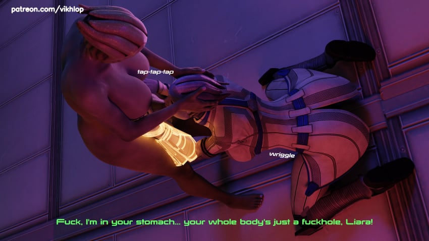 3d alien alien_genitalia alien_girl alien_humanoid asari asari_futanari comic comic_page deepthroat english english_text futanari huge_cock liara_t'soni mass_effect shiala vikhlop