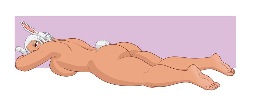 1girls ass ass_focus boku_no_hero_academia breasts bunny_ears bunny_tail ebony female looking_at_viewer mfuncen miruko my_hero_academia red_eyes rumi_usagiyama solo thighs