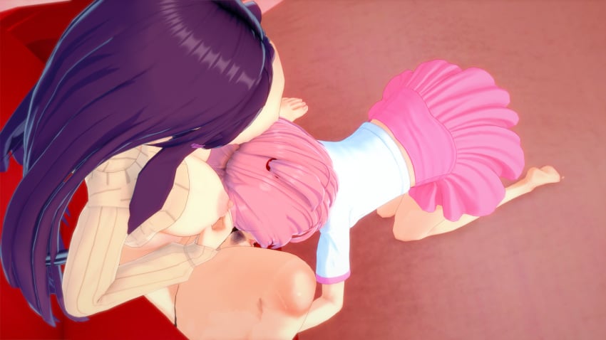 2girls big_breasts black_panties couch doki_doki_literature_club duo eating_out female female/female female_only gray_turtleneck_sweater koikatsu legs_spread licking_pussy long_hair multiple_girls natsuki_(doki_doki_literature_club) natsuri open_mouth panties panties_aside pink_hair pink_skirt pubic_hair purple_eyes purple_hair purple_pubic_hair red_couch shirt sitting skirt spread_legs tongue tongue_out turtleneck turtleneck_sweater up_close white_shirt window yuri yuri_(doki_doki_literature_club)