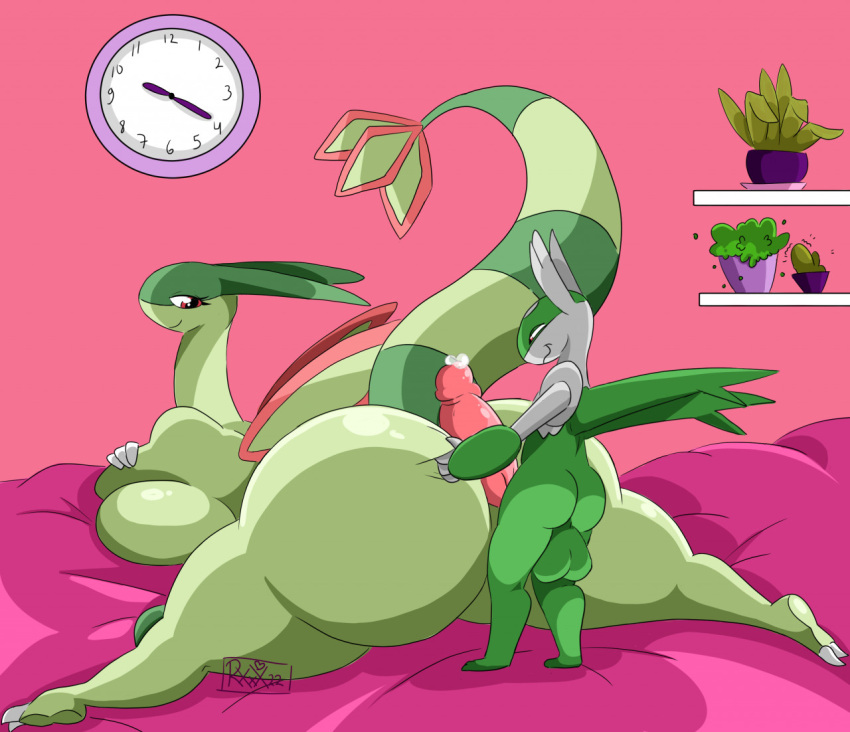 anthro bed bedroom big_ass big_breasts big_butt buttjob clock flygon furry hot_dogging hotdogging imaranx imminent_fart latios looking_back nsfwimaranx pokémon_(species) pokemon pokemon_(species) simple_background splits tagme wilting_plants