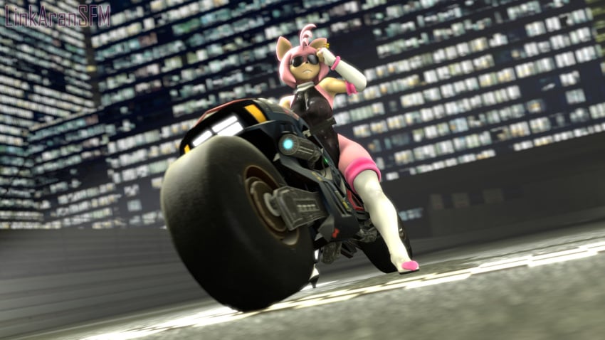 1girls 3d 3d_(artwork) 3d_model amy_rose amy_rose_(warfaremchine) amy_the_bat anthro armwear bike breasts city clothed digital_media_(artwork) earrings eulipotyphlan eyelashes female female_focus female_only glasses gloves goes_hard hair hedgehog high_heels holding_glasses large_breasts latex legwear leotard linkaransfm looking_away mammal mobian mobian_(species) mobian_bat night open_mouth pink_body pink_fur pink_hair rouge_the_bat rouge_the_bat_(cosplay) sega shades solo solo_female solo_focus sonic_(series) sonic_adventure_2 sonic_the_hedgehog_(series) source_filmmaker teeth video_games voluptuous warfaremachine watermark wide_hips