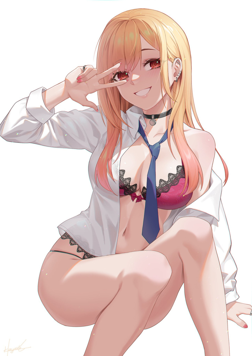 1girls big_breasts blonde_hair bulging_breasts curvy_figure gyaru kitagawa_marin leaf98k long_hair schoolgirl seductive_look smiling_at_viewer solo_female sono_bisque_doll_wa_koi_wo_suru tagme tie voluptuous_female