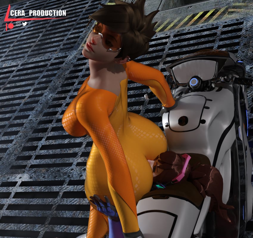 3d artist_name ass blizzard_entertainment brown-tinted_eyewear cera_production d.va dominant dominant_female domination facesit facesitting fat_ass femdom lena_oxton overwatch overwatch_2 smothering smothering_ass sniffing sniffing_ass tinted_eyewear tracer visor yuri