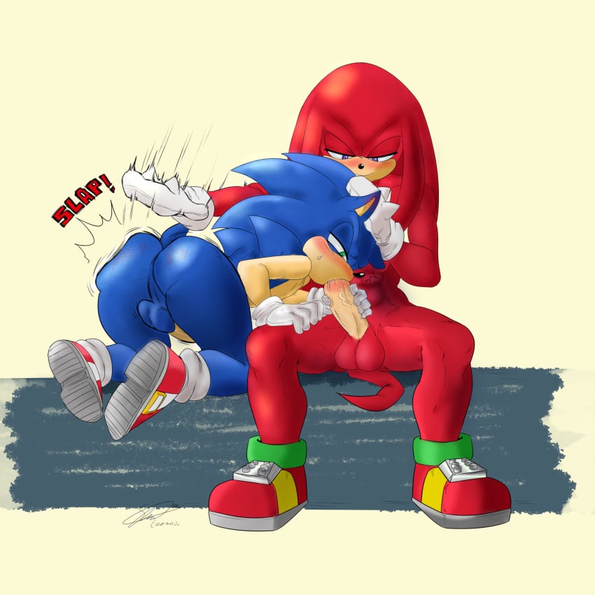 2boys ass balls blue_hair blue_hair_bottom domination furry furry_only gay knuckles_the_echidna light_hair_on_dark_hair male male/male male_only oral oral_sex penis red_hair red_hair_on_blue_hair red_hair_top sex soina sonic_(series) sonic_3 sonic_the_hedgehog sonic_the_hedgehog_(series) sonic_the_hedgehog_3 sonknux spanking