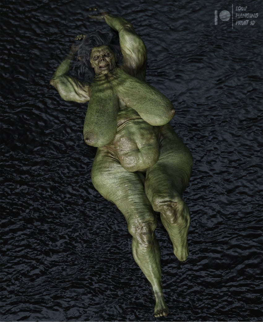 1girls 3d 3d_(artwork) belly big_ass big_belly big_breasts black_hair chubby chubby_female creepy daz3d daz_3d daz_studio feet female female_only goblin goblin_female green_skin hag hybrid lake large_ass looking_at_viewer lowhangingfruit3d_(artist) mature_female naked nude old older_female orc orc_female oszia_(lhf3d) overweight overweight_female plain_background pointy_ears pull_out sagging_breasts scrotum solo solo_female thick_ass thick_thighs toe_claws toes tongue tongue_out ugly ugly_bitch ugly_female ugly_woman water watermark wet wet_body wet_hair