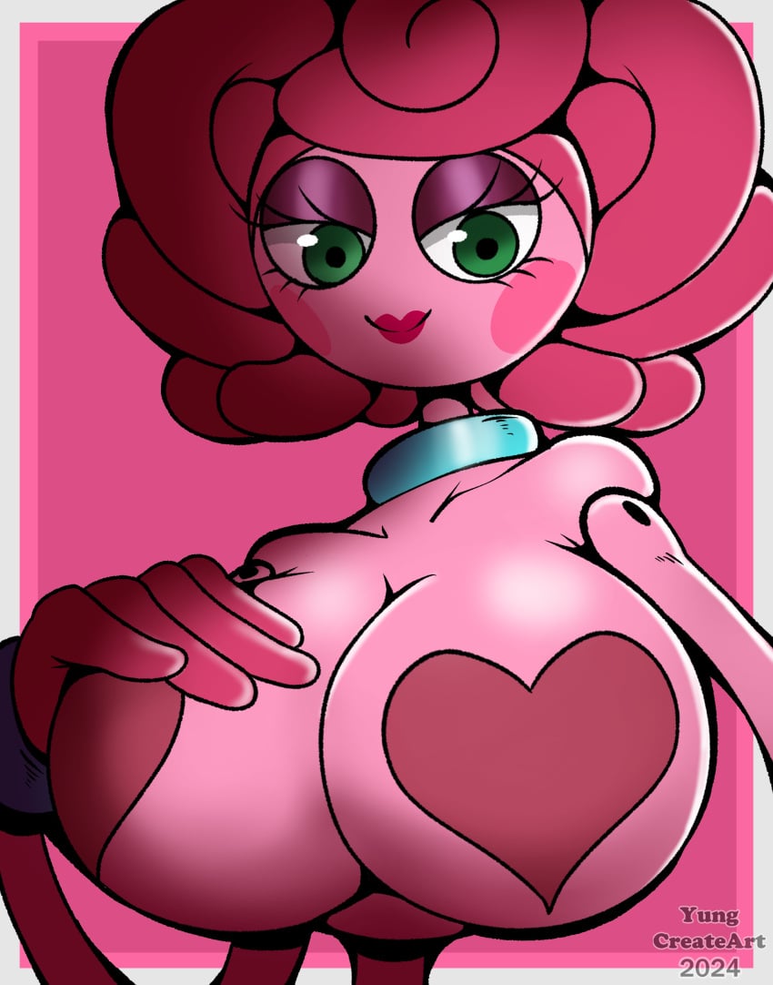 big_breasts green_eyes milf mommy_long_legs pink_body pink_hair poppy_playtime stretchy_body yungcreateart