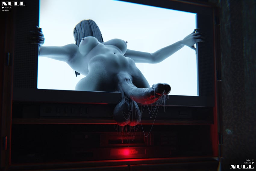 3d apparition balls belly belly_button big_breasts big_penis busty coming_out_of_screen coming_out_of_tv futa_only futanari ghost ghost_futa hair_over_face horror huge_cock huge_cock hung hung_futanari large_breasts large_penis long_penis monster monster_girl naked nipples nude nullus_02 pale-skinned_futanari pale_skin spider_web television the_ring tummy tv tv_screen veiny_penis webs yamamura_sadako