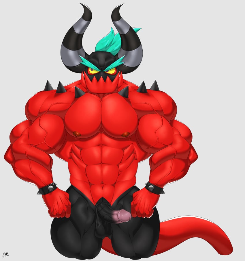 anthro balls bara black_body boner cwaffle erection gay horns male male_only muscles muscular penis red_body sega solo solo_male sonic_(series) sonic_lost_world sonic_the_hedgehog_(series) zavok zeti