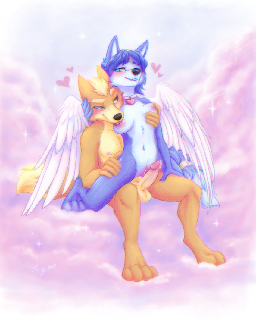 2024 4_toes 5_fingers anthro anthro_on_anthro black_nose blonde_hair blue_body blue_fur blue_hair blush bodily_fluids breast_fondling breast_play breasts canid canine collar collar_only dripping duo erection feathered_wings feathers feet female fingers fondling fox fox_mccloud fur genital_fluids genitals hair hand_on_breast heart hi_res hindpaw humanoid_hands krystal licking male male/female mammal multicolored_body multicolored_fur navel nintendo nipple_fetish nipple_lick nipple_play nipples nude orange_body orange_fur paws penis precum precum_drip pterolycus pussy romantic romantic_ambiance romantic_couple romantic_sex smile snowy18 star_fox tagme tan_body tan_fur toes tongue tongue_out two_tone_body two_tone_fur white_body white_fur wings