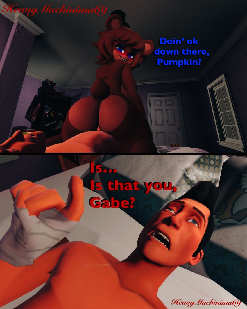 1boy 1girls 3d 3d_(artwork) ass bear big_ass cally3d clazzey cryptiacurves death_by_snoo_snoo fazclaire's_nightclub female female_penetrated five_nights_at_freddy's freddy_(fnaf) fredina's_nightclub fredina_(cally3d) frenni_(cryptia) frenni_fazclaire fucked_silly furry garry's_mod heavymachinima69 human human_on_anthro human_penetrating_anthro large_ass looking_back_at_partner nude nude_female nude_male reverse_cowgirl_position scottgames scout_(team_fortress_2) sex smiling team_fortress_2 ursid valve valve_(company)