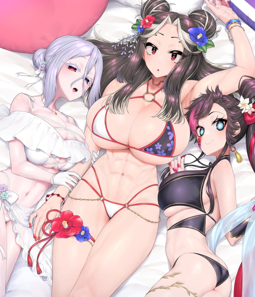 1girls 3girls :o artist_name artist_signature artist_website beach big_ass big_breasts bikini breast_grab breasts brown_fur brown_hair different_sized_breasts female female_focus female_only huge_breasts jack_the_ripper kimono looking_at_viewer multiple_girls qin_shi_huang_(shuumatsu_no_valkyrie) raiden_tameemon_(shuumatsu_no_valkyrie) rule_63 seductive shuumatsu_no_valkyrie solo solo_female solo_focus tagme tenpura_(artist) tenpura_(tenpura621) url voluptuous white_hair