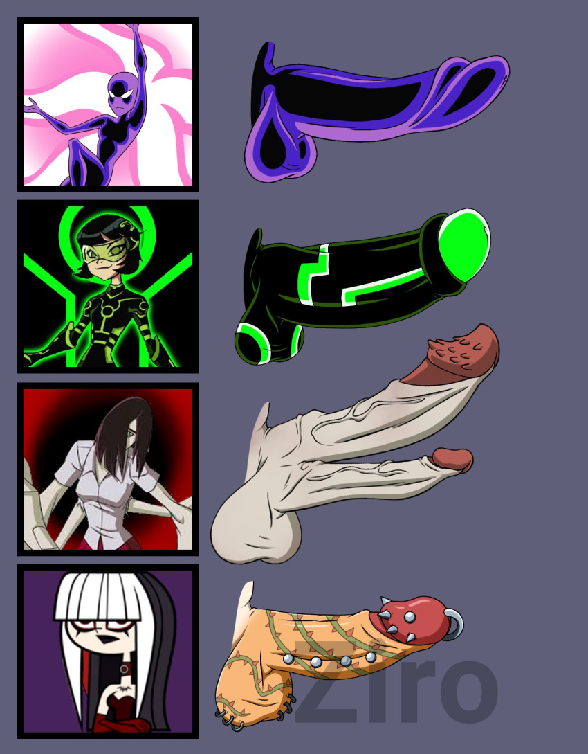 2_penises 4futas alien alien_humanoid alternate_costume alternate_form anodite artist_name balls ben_10 big_penis black_hair breach breach_(generator_rex) cartoon_network crimson crimson_(tdi) crossover diphallia diphallism erection female futa_only futanari galvanic_mechamorph generator_rex genital_piercing genitals glowing glowing_hair goth grey_background group gynomorph hair hi_res human humanoid intersex julie_yamamoto mammal multi_genitalia multi_penis penile_spines penis penis_lineup penis_piercing penis_size_chart penis_size_comparison penis_size_difference piercing pink_hair purple_body purple_skin ship_(ben_10) simple_background the_ridonculous_race total_drama_island unusual_anatomy unusual_genitalia unusual_penis verdona white_eyes ziroverse