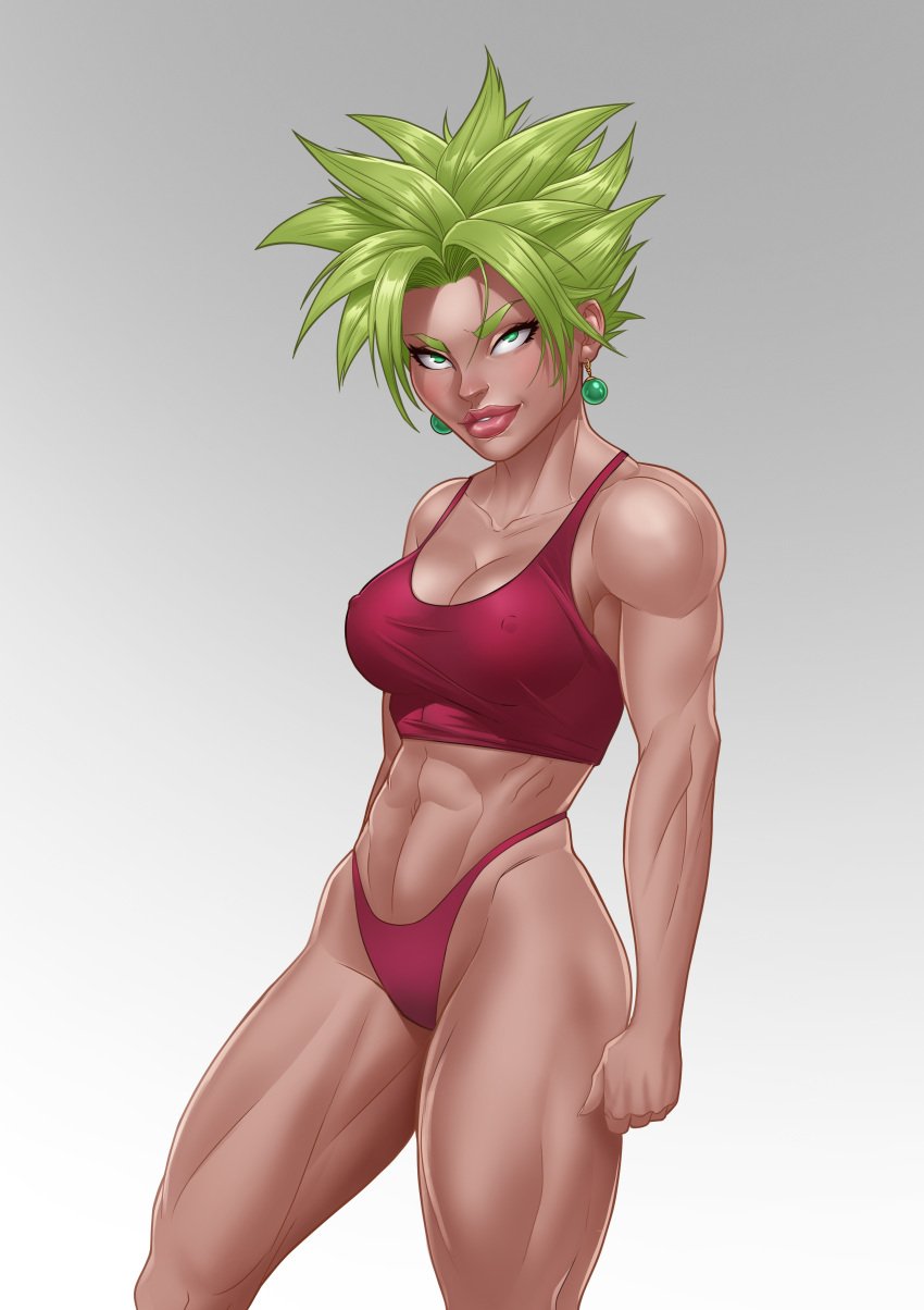 cute dragon_ball dragon_ball_super kefla muscular muscular_female potara_earrings potara_fusion robilua saiyan solo super_saiyan universe_6 universe_6_girls