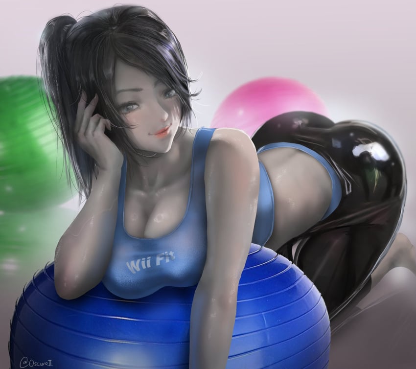 1girls 2022 abs absurd_res absurdres alternate_version_available artist_name artist_signature ass bent_over big_breasts black_hair breasts bubble_ass bubble_butt busty cleavage curvy dat_ass exercise_ball eye_contact fat_ass female female_focus female_only gray_body green_eyes grey_body grey_skin hi_res high_resolution highres large_breasts leaning_forward leggings looking_at_viewer muscle muscle_tone musclegut muscular muscular_female nintendo oscuroii pale-skinned_female pale_skin ponytail pov pov_eye_contact six_pack smile smiling smiling_at_viewer solo solo_female solo_focus sports_bra super_smash_bros. sweat sweatdrop sweatdrops sweating sweaty sweaty_body tagme tank_top toned toned_female twitter_username voluptuous wii_fit wii_fit_trainer