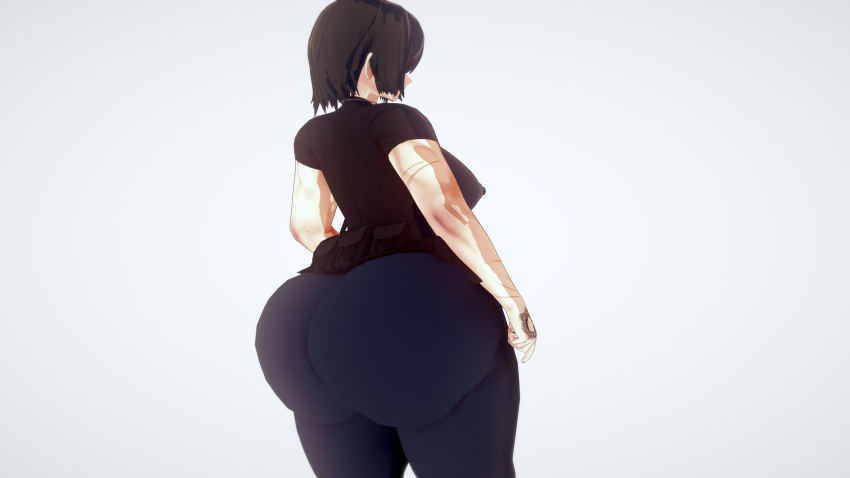 asian black_hair bruises danganronpa danganronpa:_trigger_happy_havoc dat_ass female_only fenrirsjaw giant_ass hyper_ass jeans light_skin mukuro_ikusaba short_hair smooth_skin tattoo