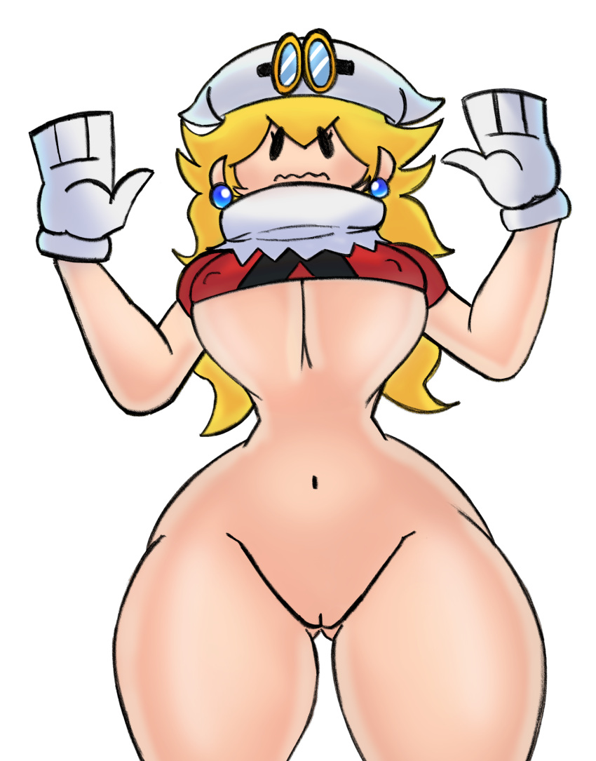 big_breasts canonical_scene embarrassed female huge_breasts mario_(series) mob_face naked nintendo nude paper_mario paper_mario:_the_thousand-year_door paper_peach princess_peach streaking talveznon white_background