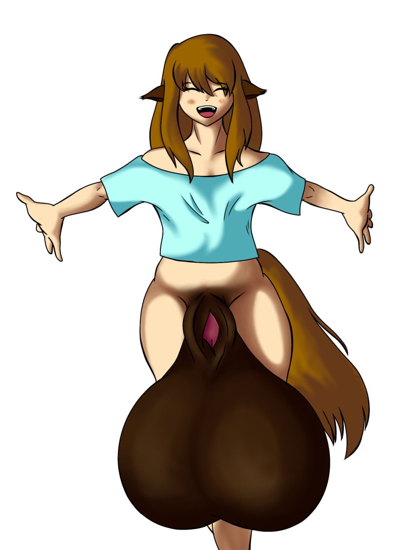 artist_request female_only futanari happy_face horse_ears horse_girl horse_tail horseballs horsecock_futanari hyper_balls hyper_genitalia hyper_sheath