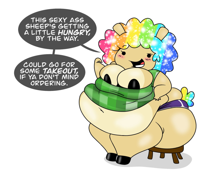 anthro bahbah_(breathotter) breathotter chubby female meme_sheep sheep text white_background