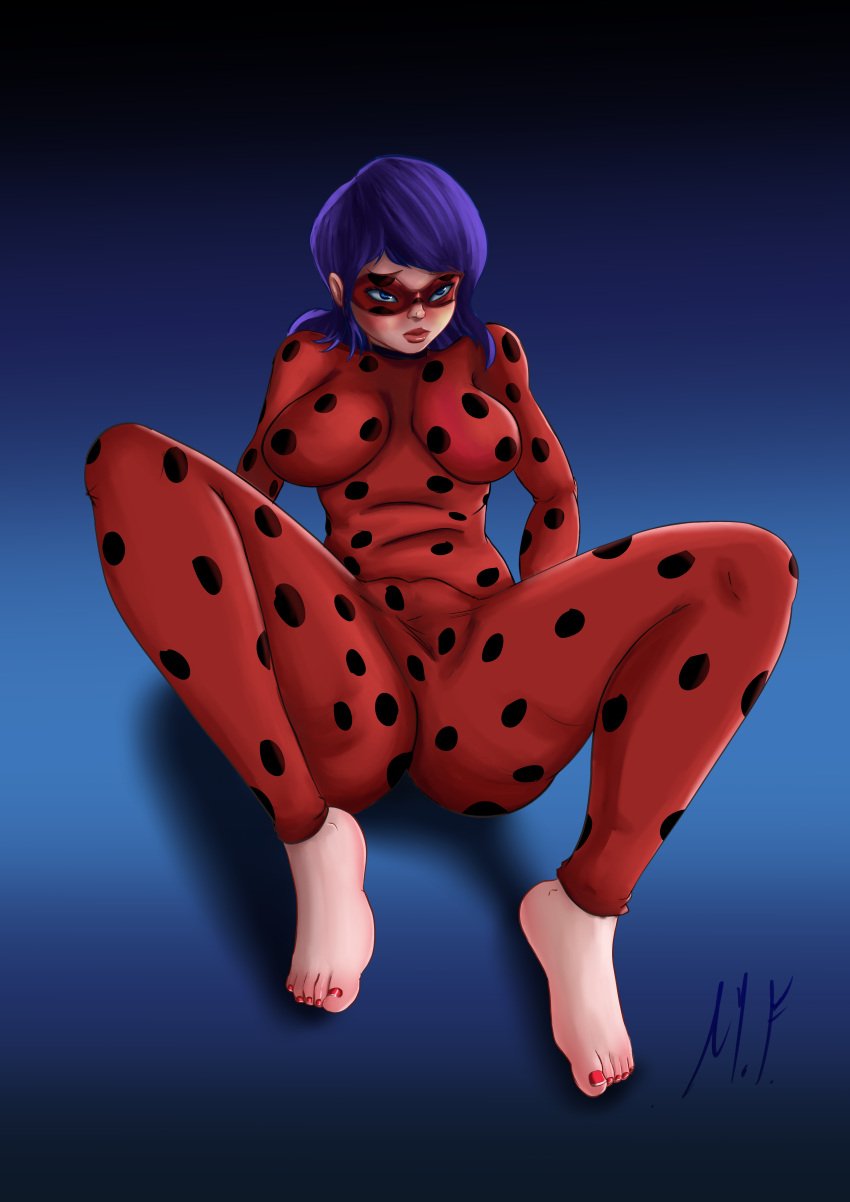 absurd_res big_ass big_butt bodysuit feet female female_only foot_fetish huge_ass huge_butt ladybug_(character) large_ass large_butt marinette_cheng marinette_dupain-cheng miraculous_ladybug muertefake png red_nail_polish red_nails signature soles superheroine teen toes