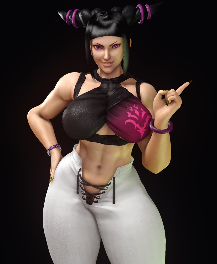 1girls 3d banskinator black_background capcom female female_only juri_han looking_at_viewer solo street_fighter street_fighter_v urbanator