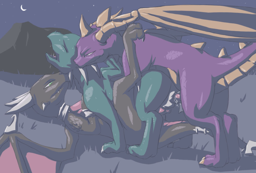 9_6 bisexual color cynder dragon female feral furry male no_humans ragnarakk sariya scalie sex spyro spyro_the_dragon surprised threesome