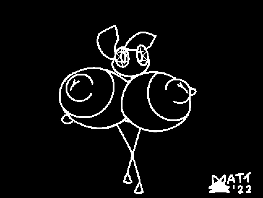 animated animated animated big_nipples black_background breasts hyper_breasts mattthetooncat monochrome nipples solo solo_female vib-ribbon vibri walking