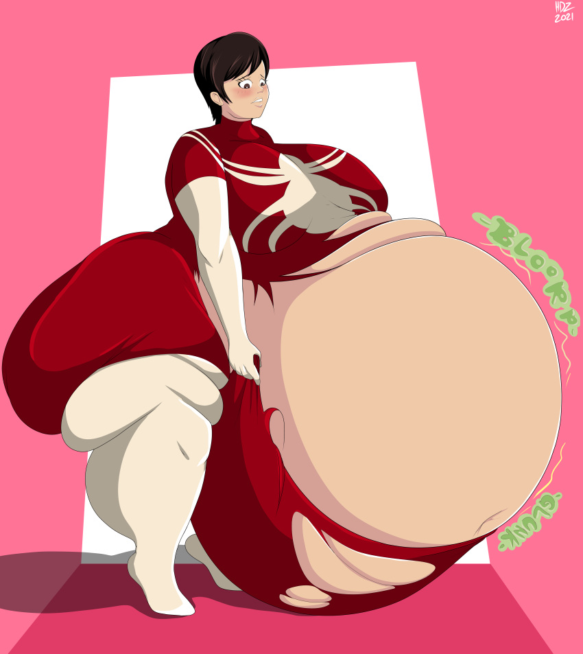 belly belly_expansion belly_overhang big_belly big_breasts bloated bloated_belly breasts excessive_weight_gain fat female female_only hdoodlez huge_belly huge_breasts hyper_belly marvel marvel_comics morbidly_obese obese obese_female original_character scarlet_spinneret suguro_li