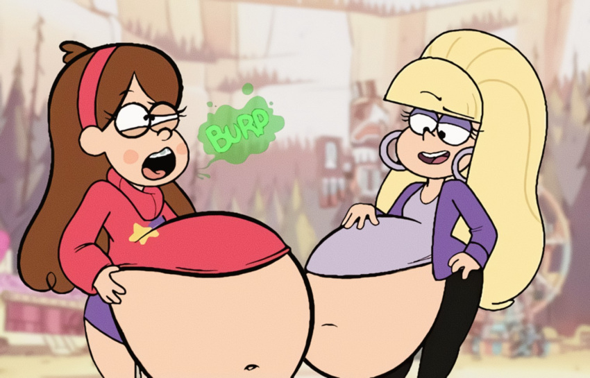 2girls belly big_belly big_stomach burp burping digestion dipper_pines disney disney_channel disney_xd fat female_pred gas gravity_falls inflation mabel_pines male_prey multiple_girls multiple_preds pacifica_northwest spaghettiz stomach stuffing vore