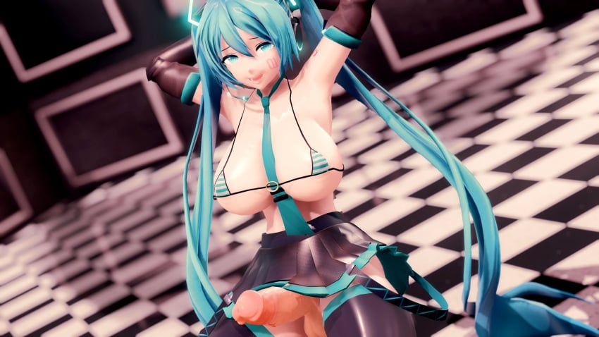 3d bikini blue_eyes blue_hair hatsune_miku large_breasts maroshoo mmd vocaloid