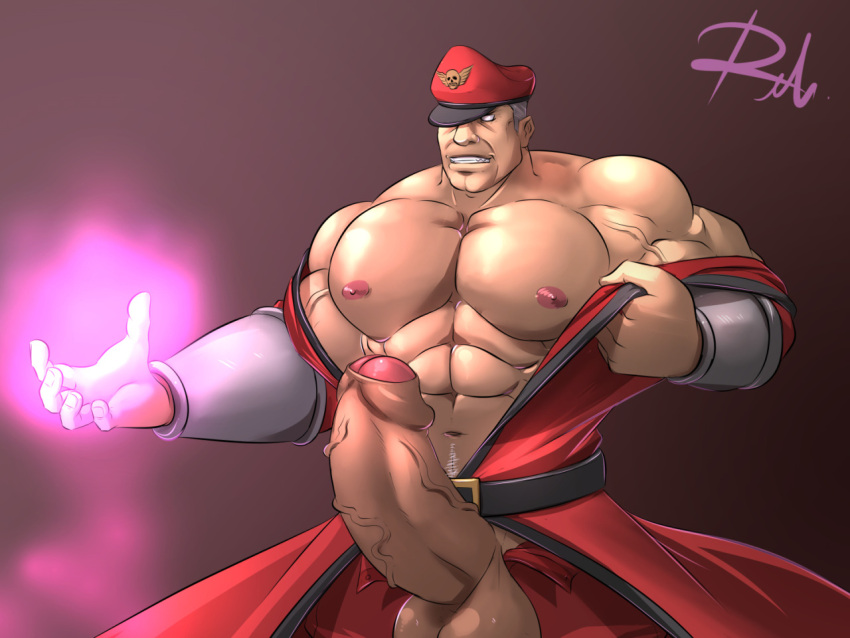 balls bara big_balls big_penis blank_eyes boner capcom erection gay m_bison male male_only muscles muscular penis reclamon solo solo_male street_fighter white_hair