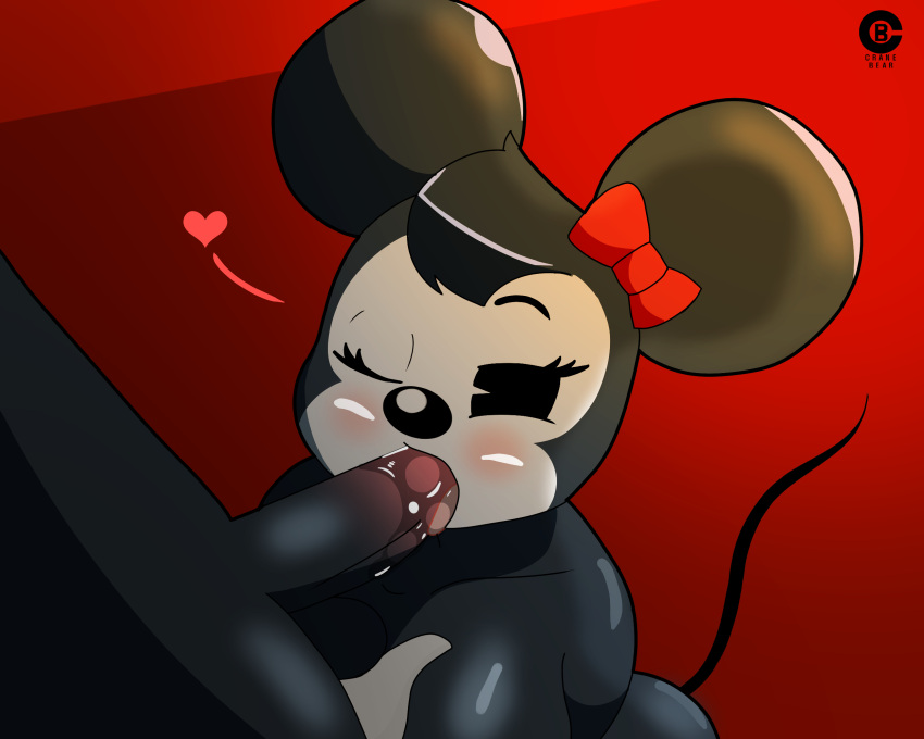 anthro blowjob caressing cranebear disney duo fellatio female hi_res male male/female mickey_mouse minnie_mouse oral penile penis sex suckling