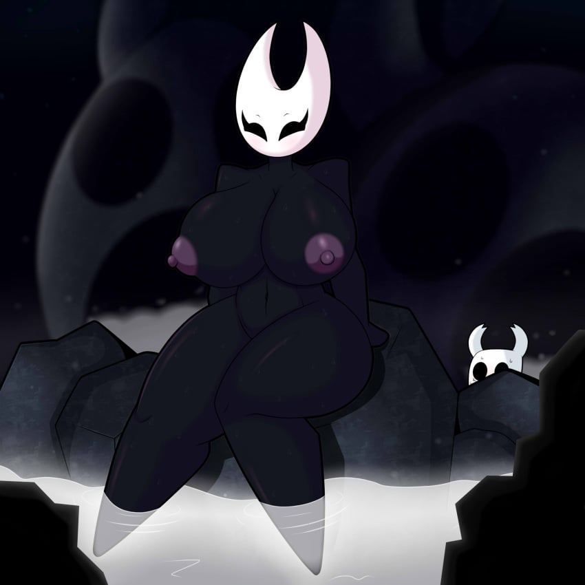 1girls areolae boobs breasts completely_nude completely_nude_female female female_focus full_body hiding hollow_knight hornet_(hollow_knight) nadrex naked naked_female nervous nipples non-mammal_breasts nude nude_female protagonist_(hollow_knight) siblings solo_focus source_request tagme tits