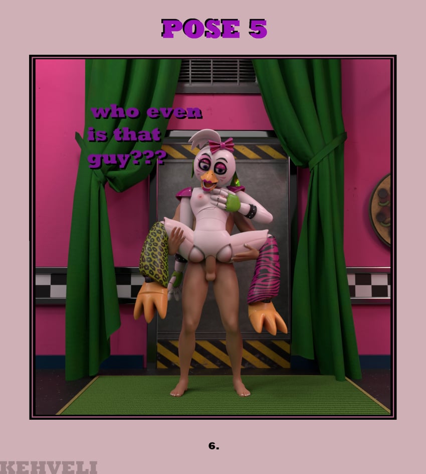 3d ashleyorange avian bird carrying chicken duo female five_nights_at_freddy's five_nights_at_freddy's:_security_breach galliform gallus_(genus) glamrock_chica_(ashleyorange) glamrock_chica_(fnaf) hi_res human humanoid kehveli machine male mammal phasianid robot robot_humanoid scottgames sex video_games yoga