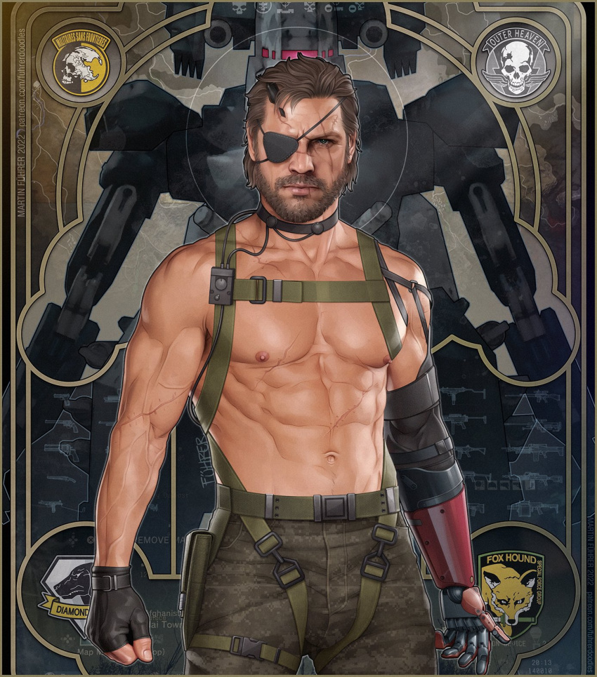 big_boss bulge eyepatch fuhrerdoodles male male_only metal_gear_solid muscles muscular muscular_male scars shirtless_male venom_snake