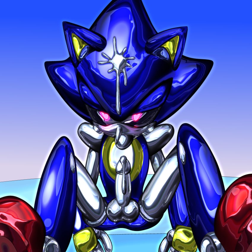 absurd_res balls hi_res liquid_metal machine male male_only metal_sonic penis pink_eyes robot sega silverslime solo sonic_(series) sonic_the_hedgehog_(series) transformation