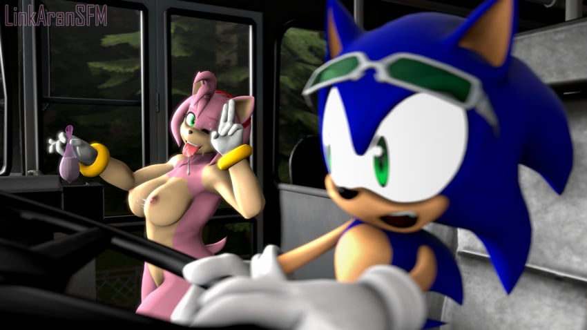 1boy 1boy1girl 1girls 3d 3d_(artwork) amy_rose amy_rose_(warfaremchine) anthro blue_fur blue_hair bracelet breasts bus clothing condom cum cum_drip cum_in_mouth cum_on_breasts cum_on_cheek cum_on_face digital_media_(artwork) erect_nipples eulipotyphlan eyelashes female filled_condom glasses gloves gloves_only green_eyes hair hedgehog humanoid large_breasts linkaransfm mammal nipples nude nude_female open_mouth pink_body pink_fur pink_hair public public_exposure public_indecency public_nudity salute sega short_tail sonic_(series) sonic_the_hedgehog source_filmmaker surprised tail tongue tongue_out two_tone_body video_games voluptuous warfaremachine watermark wide_hips wink