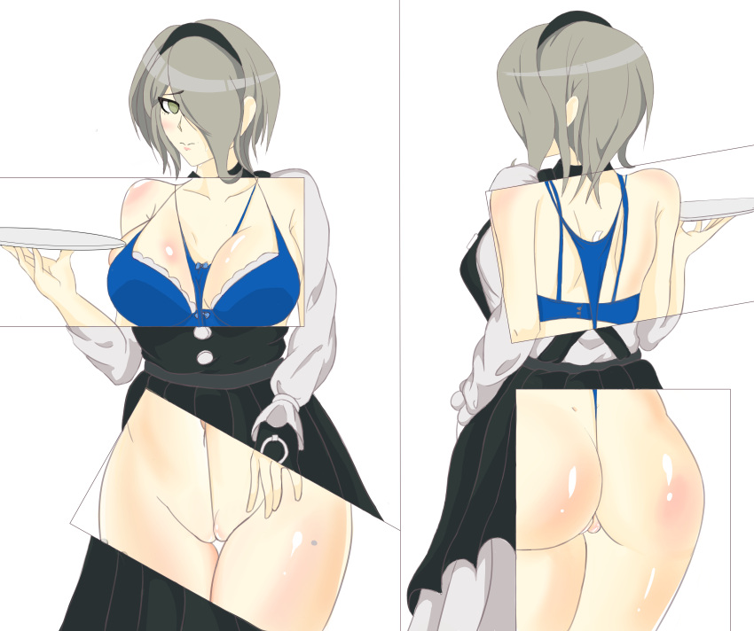 ass blush bra breasts cameltoe danganronpa danganronpa_v3 embarrassed large_ass large_breasts neonharu panties pussy shoulder_wedgie smooth_skin thighs toujou_kirumi wedgie x-ray