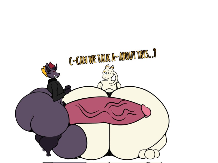 anthro ass balls big_ass big_penis bubble_butt colossal_ass concerned enormous_ass enormous_penis gigantic_ass gigantic_penis gigantic_testicles huge_ass huge_cock hyper_ass hyper_balls hyper_penis mewtwo muffyhecc peach_(peachymewtwo) penis pokemon pokemon_(species) smile tagme thick_thighs wide_hips zorua