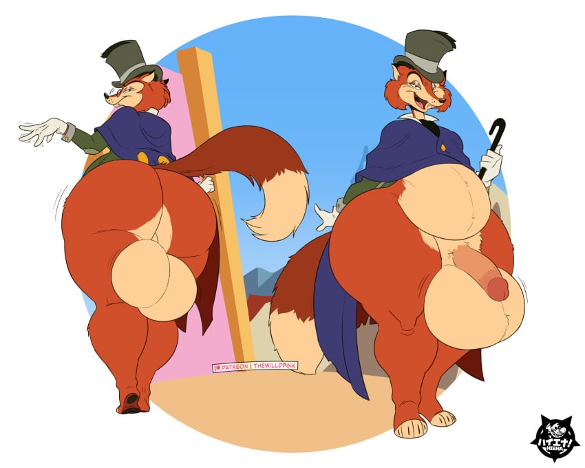 "honest"_john_foulfellow 2022 absurd_res anthro ass balls balls_outline barefoot belly big_balls big_bulge big_butt big_penis bottomless bottomless_anthro bottomless_male bulge cane canid canine cape claws clothed clothing detailed_bulge disney fangs feet fox front_view genital_outline genitals gloves half-closed_eyes handwear hi_res holding_cane holding_object huge_balls hyper hyper_balls hyper_genitalia looking_at_viewer male male_only mammal multiple_poses narrowed_eyes one_eye_closed open_mouth penis pinocchio pose raised_tail rear_view solo thewilldpink thick_thighs toe_claws tongue wide_hips wink