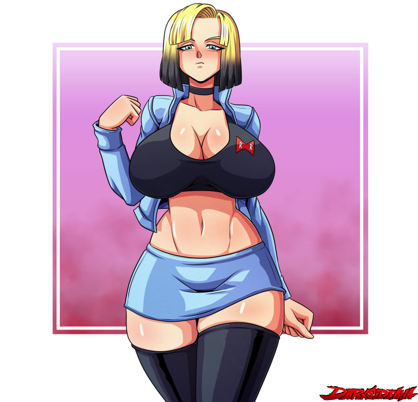 1girls android_18 avalewds big_breasts breasts cross_epoch crossover darksideava dragon_ball dragon_ball_z female female_focus female_only fusion huge_breasts nico_robin one_piece revealing_clothes shounen_jump