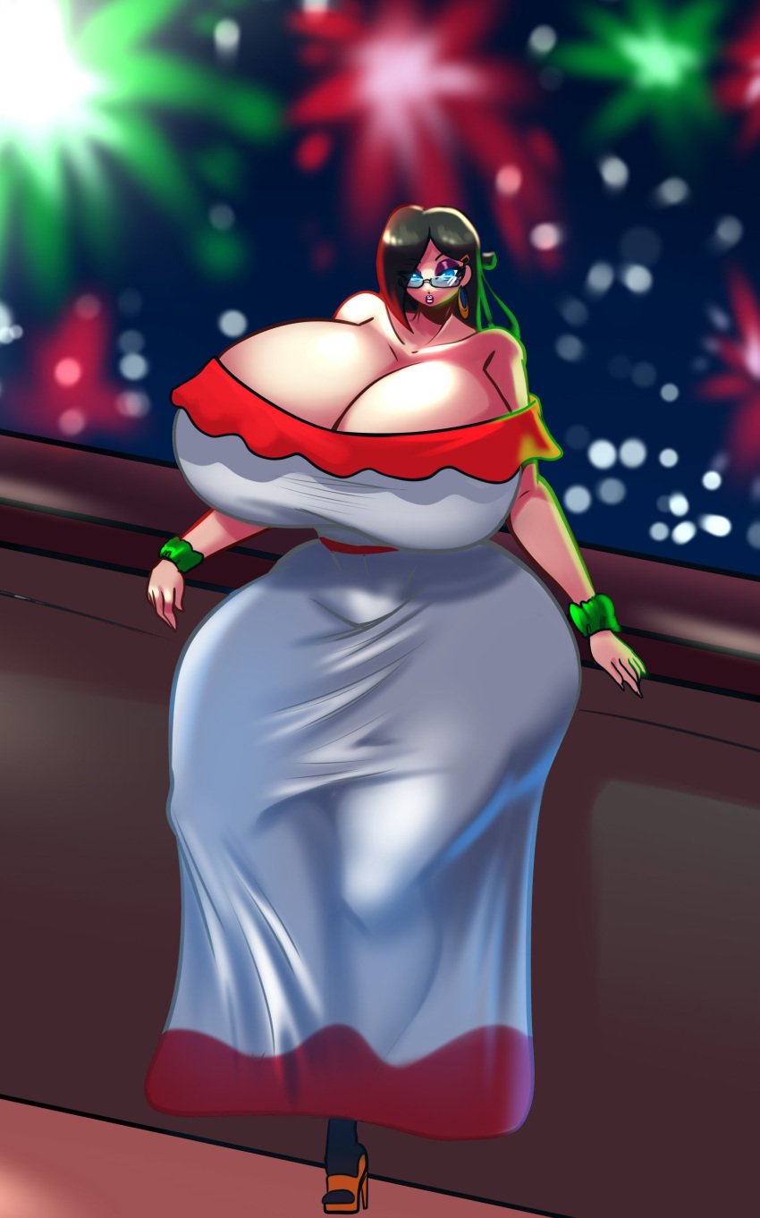 1girls big_breasts breasts dress female female_only high_heels huge_breasts original original_character schnauzercito solo tagme veronica_de_liz