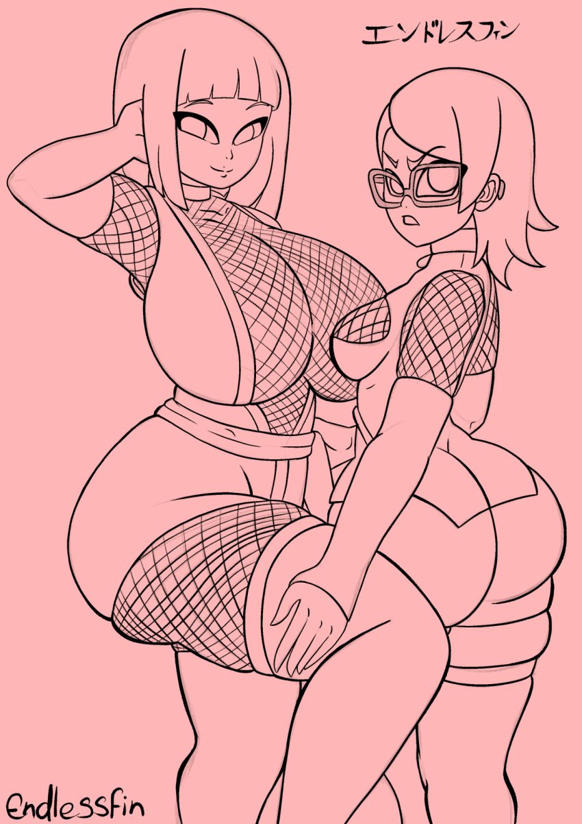 2d 2girls age_difference alternate_breast_size arm_warmers armwear ass big_ass big_breasts big_butt bimbo bob_cut bodysuit boruto:_naruto_next_generations breast_size_difference breasts bubble_ass bubble_butt busty child_bearing_hips clothed clothing curvaceous curvy curvy_female curvy_figure dat_ass endlessfin female female_focus female_only fishnet fishnet_bodysuit fishnet_shirt fishnets fully_clothed glasses hips hourglass_figure huge_breasts hyuuga_hinata large_ass large_breasts leg_lift leg_up legwear line_art mature mature_female medium_hair milf monochrome multiple_girls naruto naruto_(series) pantyhose perky_breasts pose posing presenting_ass revealing_clothes sarada_uchiha shoulder_length_hair shounen_jump small_breasts standing standing_on_one_leg stockings teenager thighhighs voluptuous wide_hips