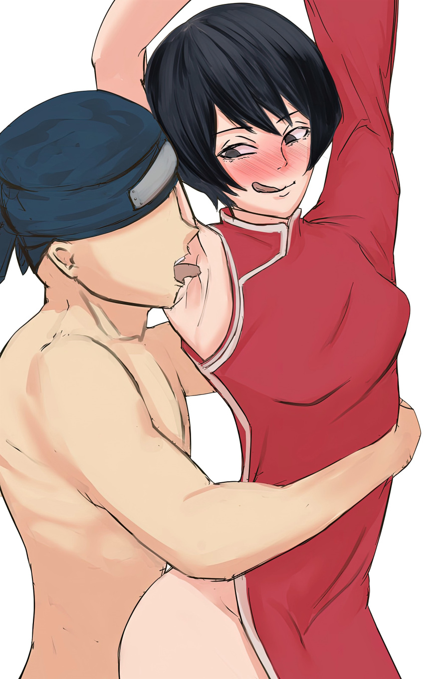 1boy1girl :p arm_around_another's_waist armpit_fetish armpit_licking armpits arms_up black_eyes black_hair black_headband blush boruto:_naruto_next_generations bowl_cut breasts clothed_female clothed_female_nude_male clothing cowboy_shot cropped dress eyeless eyeless_male female forehead_protector hayatomoon headband headwear heavy_blush high_resolution implied_nopan implied_penetration implied_sex kurotsuchi licking looking_at_viewer looking_down looking_down_at_viewer male medium_breasts naruto naruto_(series) nude nude_male pelvic_curtain perky_breasts presenting_armpit red_dress short_hair showing_armpits side_slit simple_background single_bare_arm single_sleeve smile smooth_armpits straight thighs third-party_edit tongue tongue_out upscaled very_high_resolution white_background