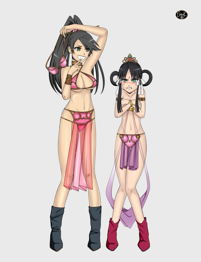 2girls blush embarrassed female female_only gyakuten_saiban height_difference kay_faraday koniak007 rayfa_padma_khura'in tagme