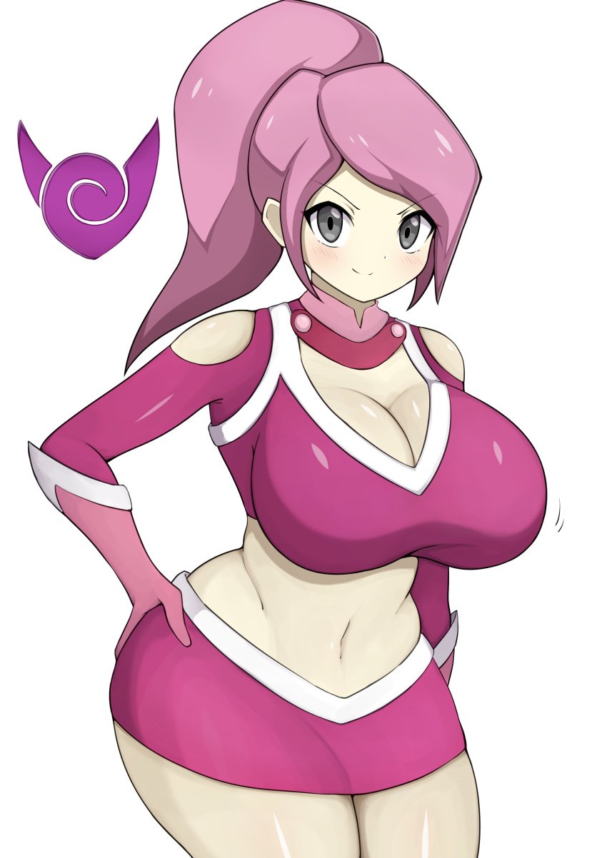 1girls big_breasts female female_only grey_eyes human human_only jaga334 lavana_(pokemon) looking_at_viewer nintendo pink_hair pokemon pokemon_ranger pokemon_ranger:_shadows_of_almia smiling_at_viewer solo solo_female tagme team_dim_sun