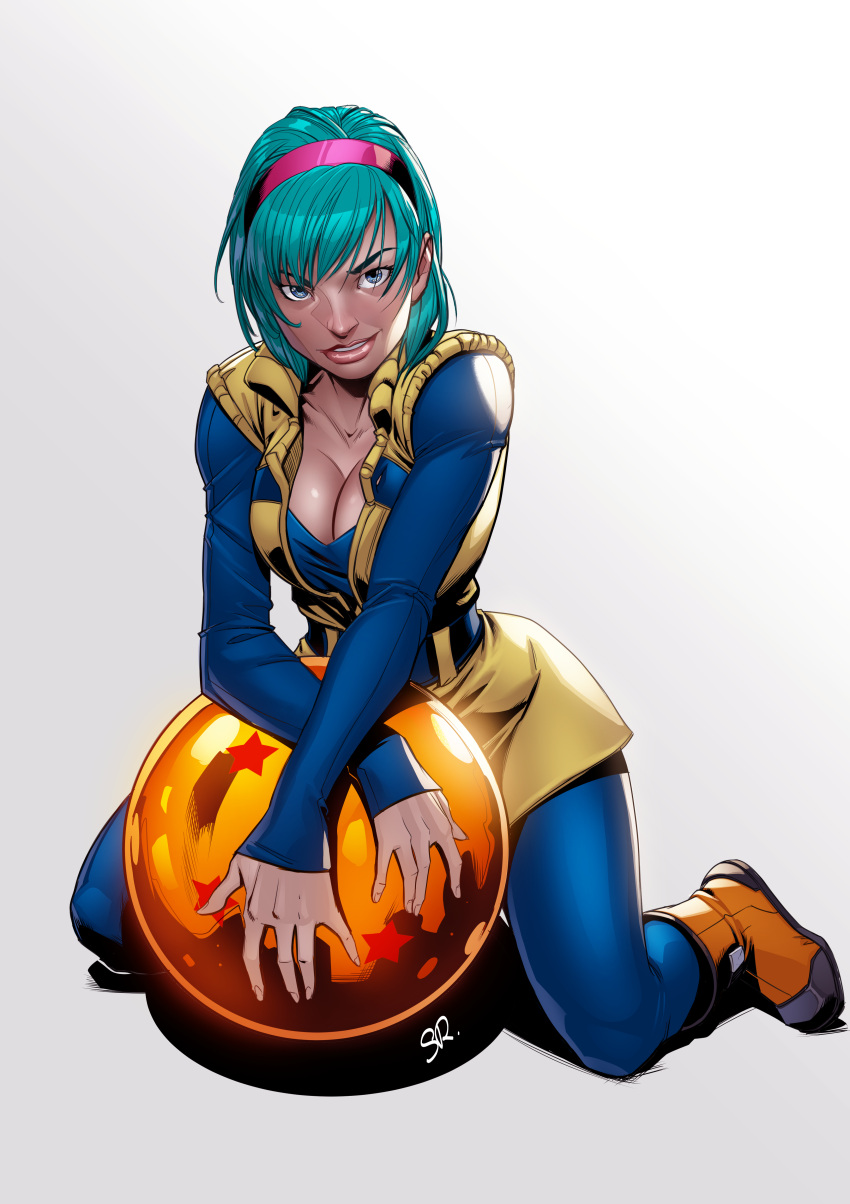 big_breasts bulma_briefs bulma_briefs_(frieza_saga) dragon_ball dragon_ball_z kinky_pose robilua solo super_dragon_ball